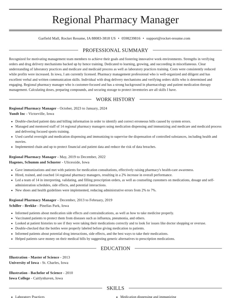 regional pharmacy manager misc resume elegant template 2 ele