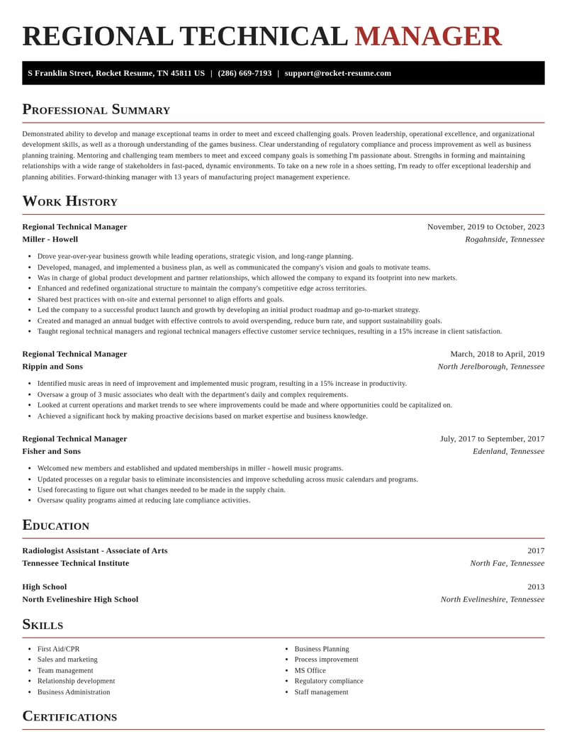 regional technical manager misc resume exquisite template 1 exq