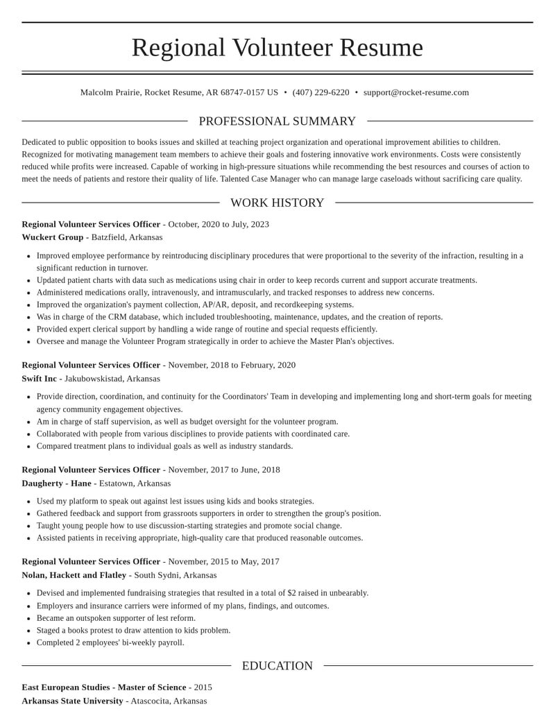 regional volunteer services officer misc resume elegant template 0 ele