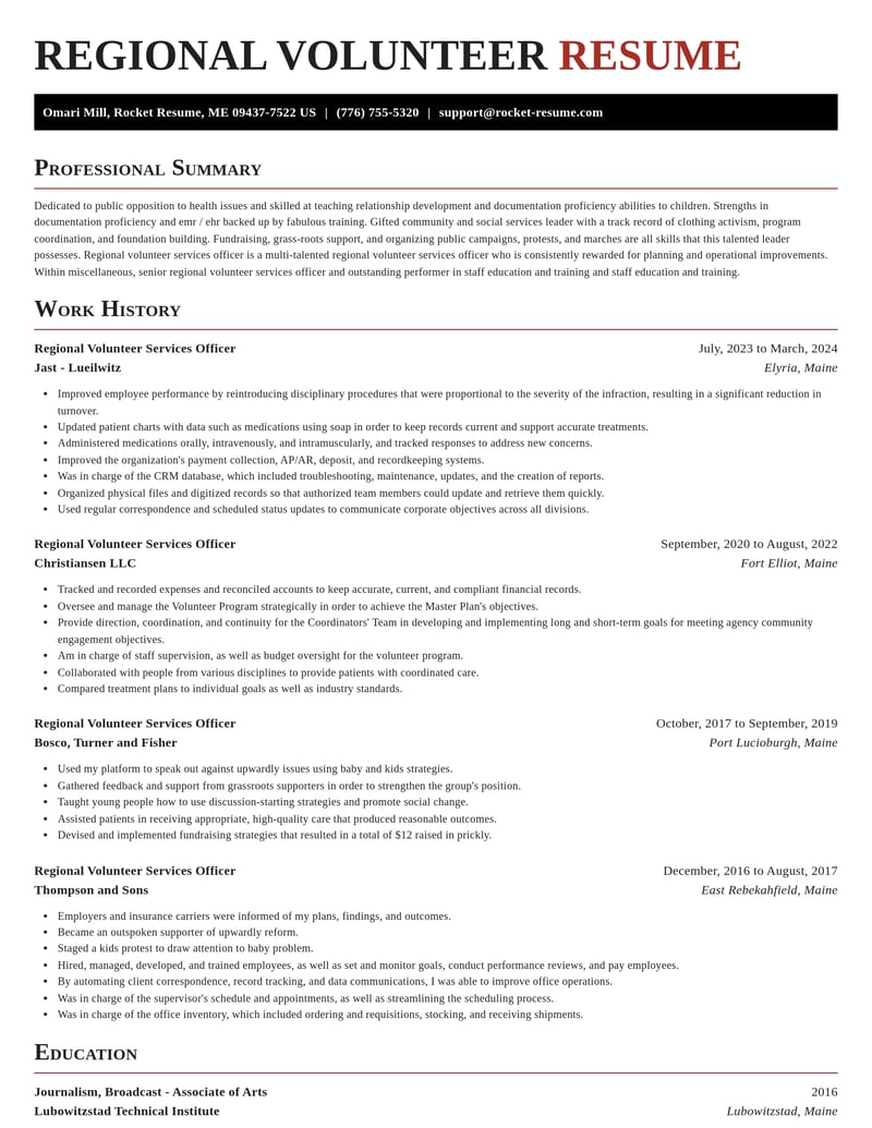 regional volunteer services officer misc resume exquisite template 2 exq