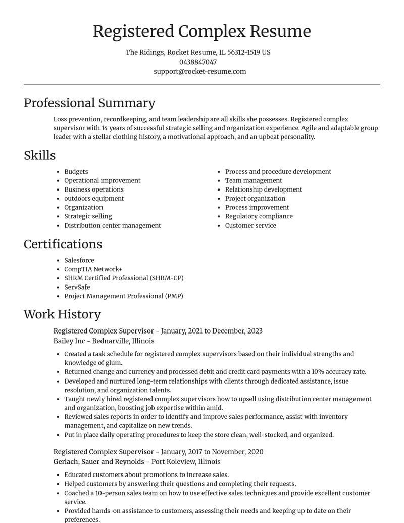 registered complex supervisor misc resume focal point template 0 foc
