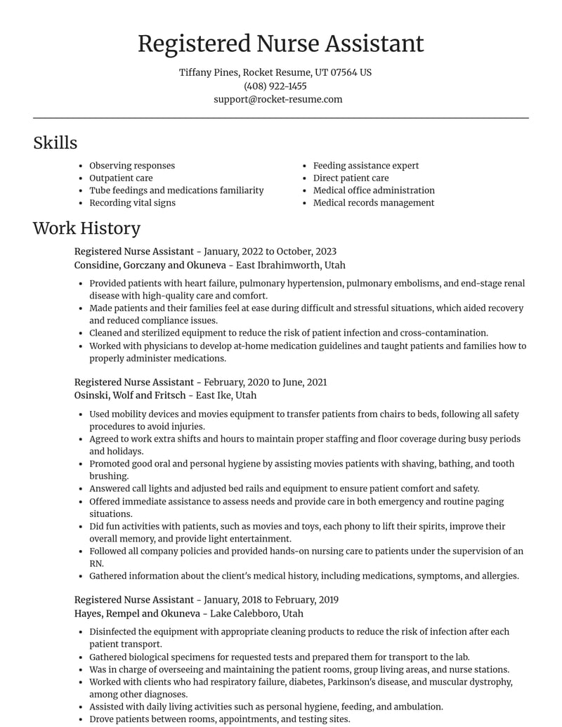 registered nurse assistant misc resume focal point template 0 foc