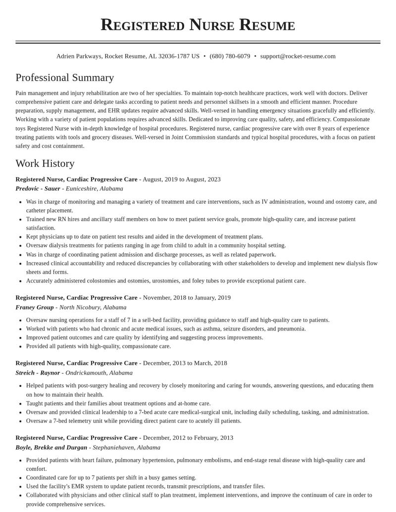 registered nurse cardiac progressive care misc resume classic template 1 cla