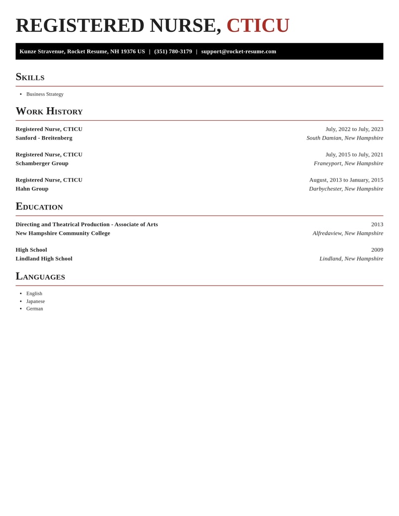 registered nurse cticu misc resume exquisite template 2 exq