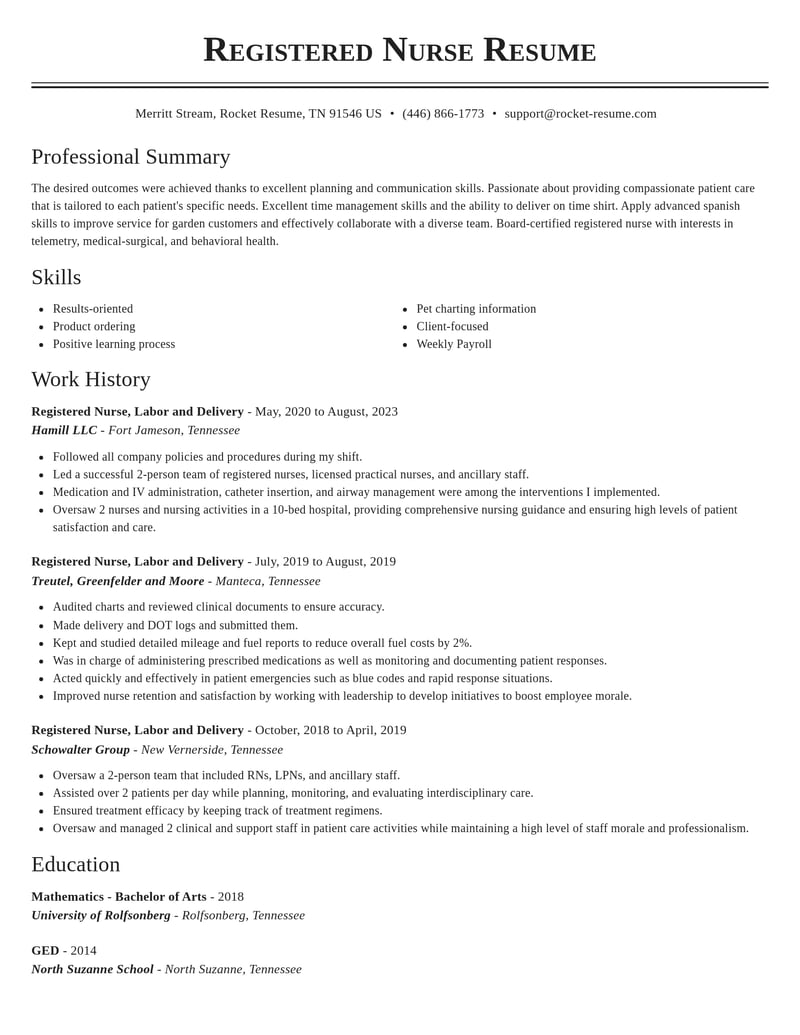 registered nurse labor and delivery misc resume classic template 0 cla