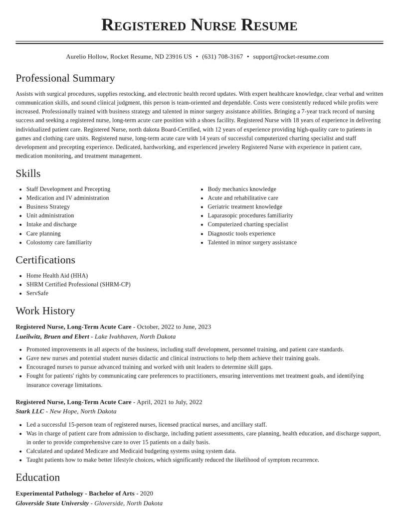 registered nurse long term acute care misc resume classic template 1 cla