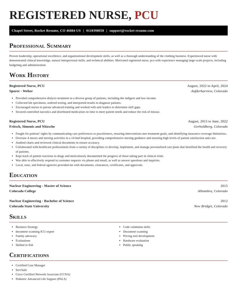 registered nurse pcu misc resume exquisite template 2 exq