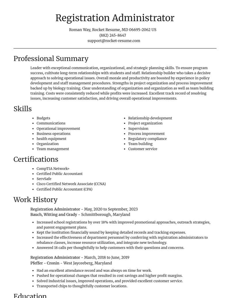 registration administrator misc resume focal point template 1 foc