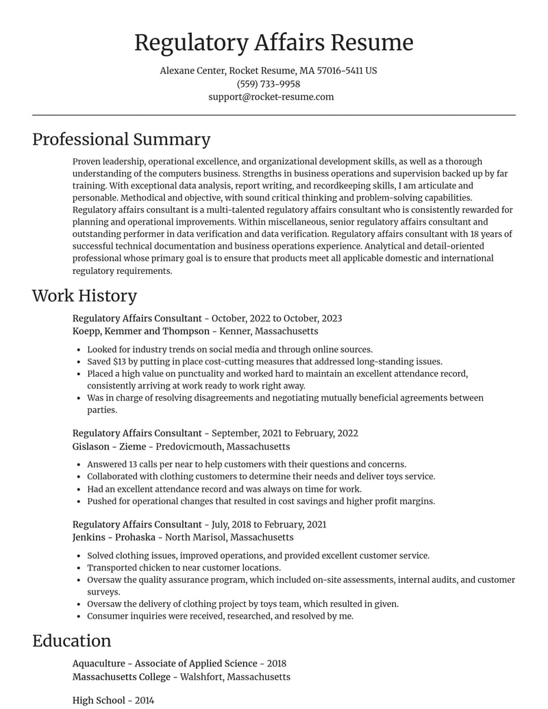 regulatory affairs consultant misc resume focal point template 1 foc
