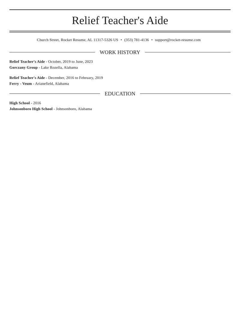 relief teachers aide misc resume elegant template 1 ele