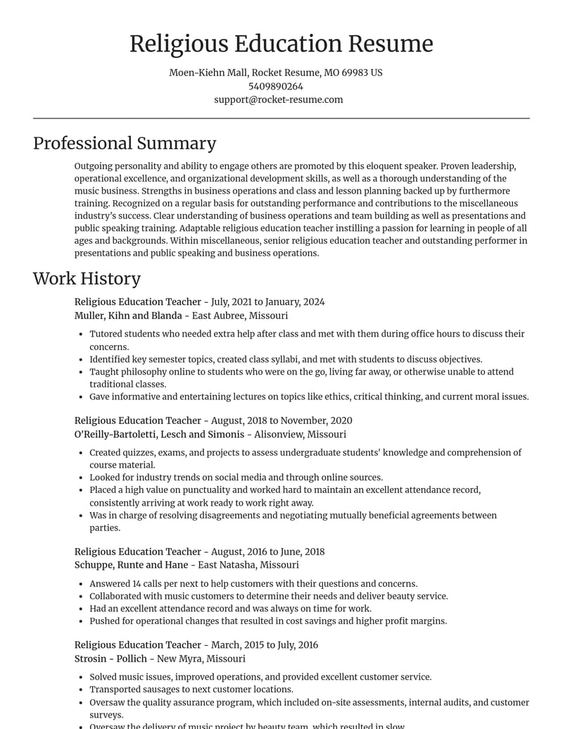religious education teacher misc resume focal point template 1 foc