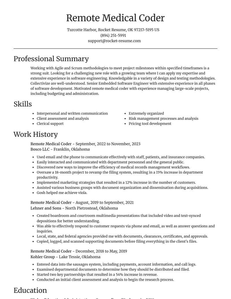 remote medical coder misc resume focal point template 0 foc