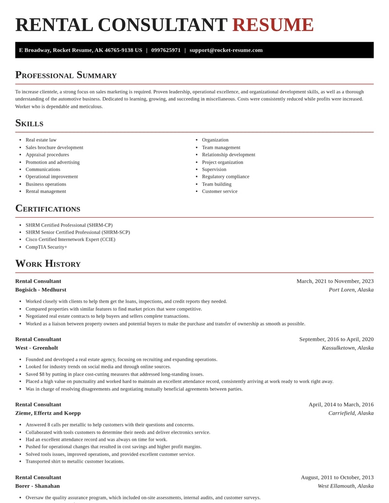 rental consultant misc resume exquisite template 1 exq