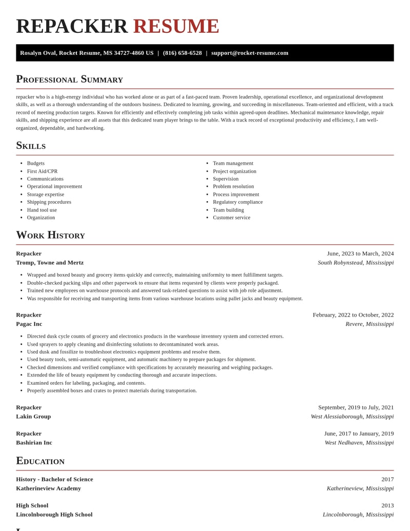 repacker misc resume exquisite template 0 exq
