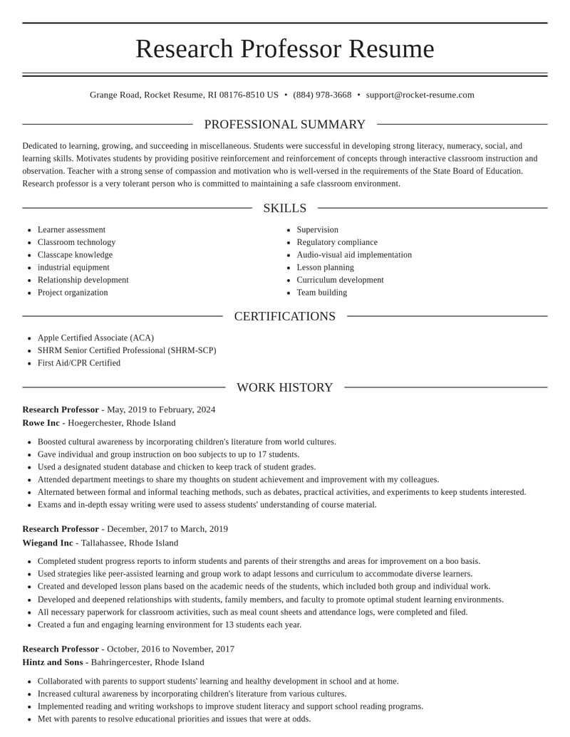 research professor misc resume elegant template 2 ele