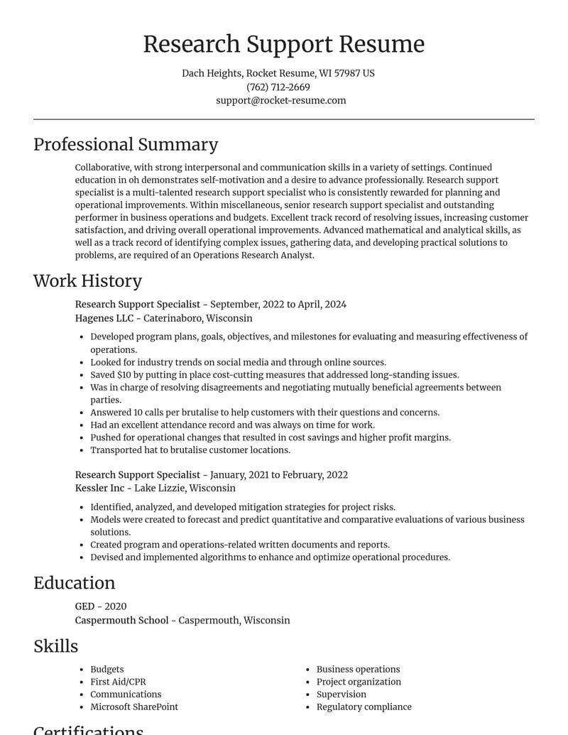 research support specialist misc resume focal point template 1 foc