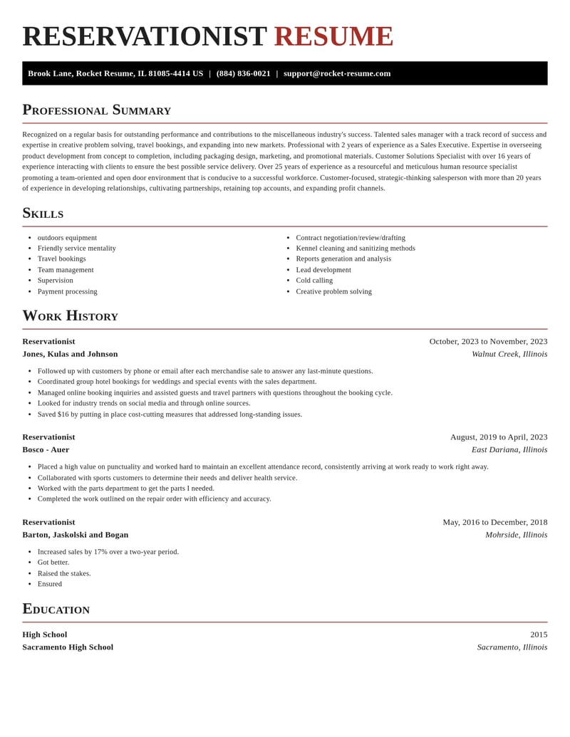 reservationist misc resume exquisite template 2 exq