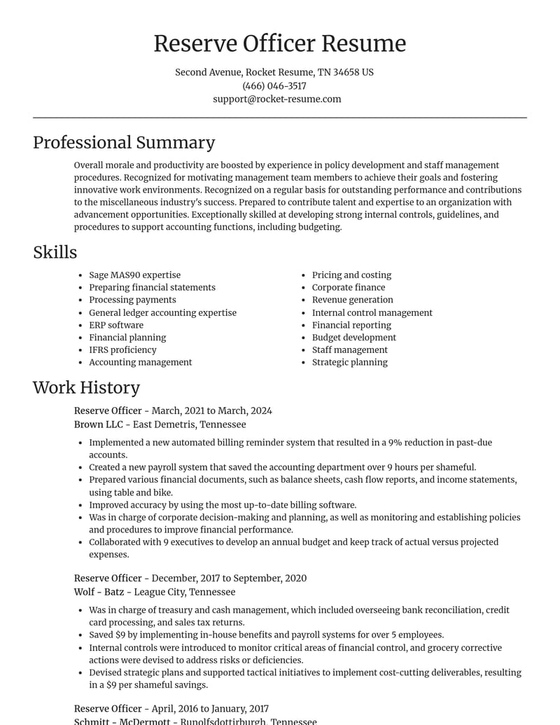 reserve officer misc resume focal point template 0 foc