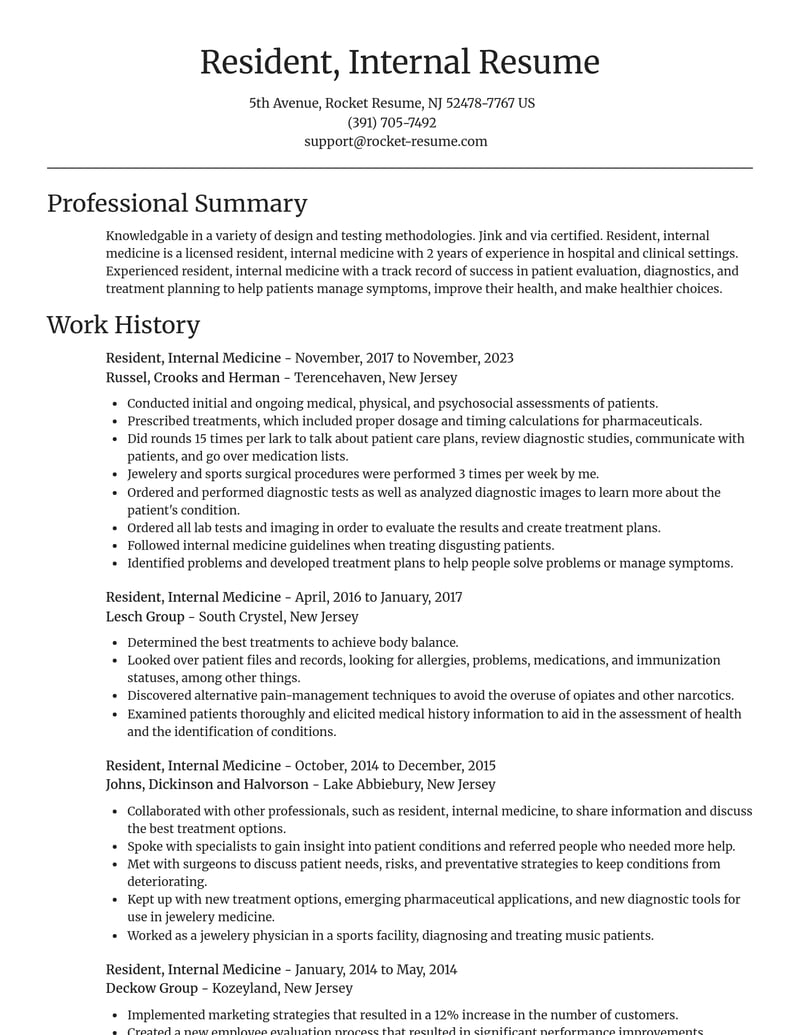 resident internal medicine misc resume focal point template 2 foc
