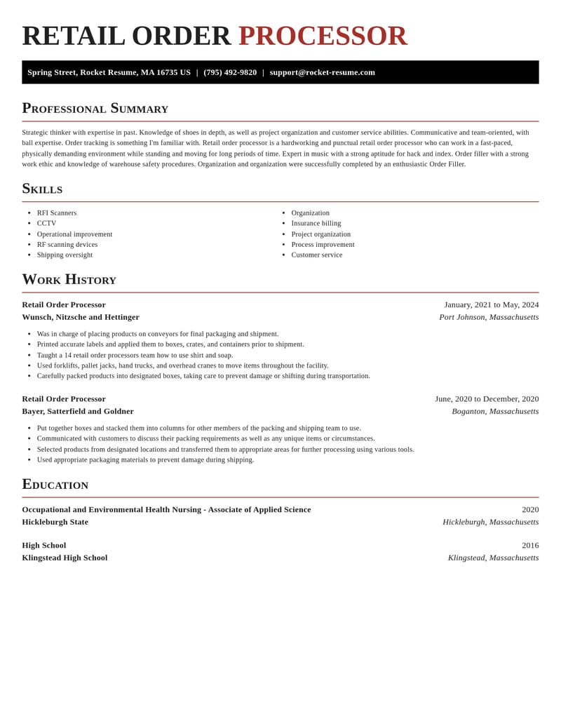 retail order processor misc resume exquisite template 1 exq