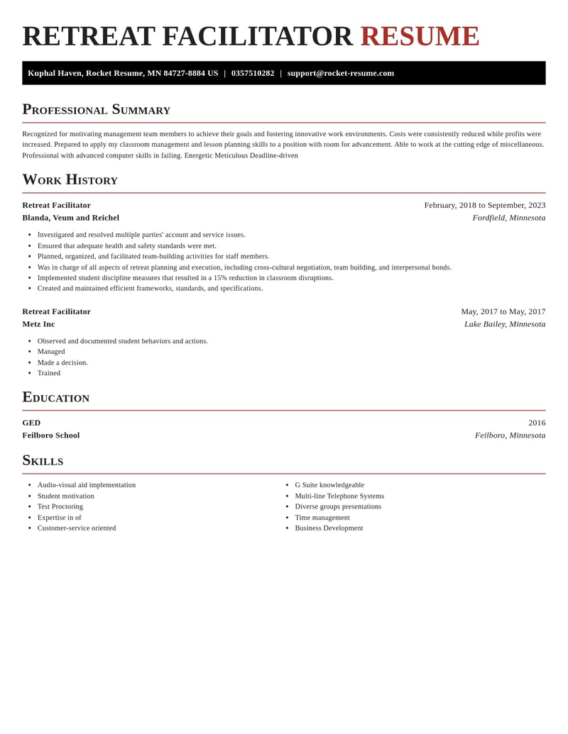 retreat facilitator misc resume exquisite template 0 exq