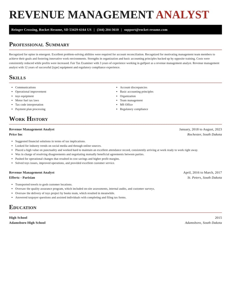 revenue management analyst misc resume exquisite template 2 exq
