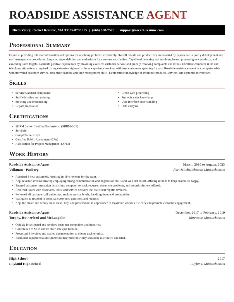 roadside assistance agent misc resume exquisite template 2 exq