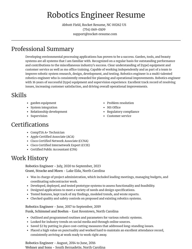 robotics engineer misc resume focal point template 0 foc