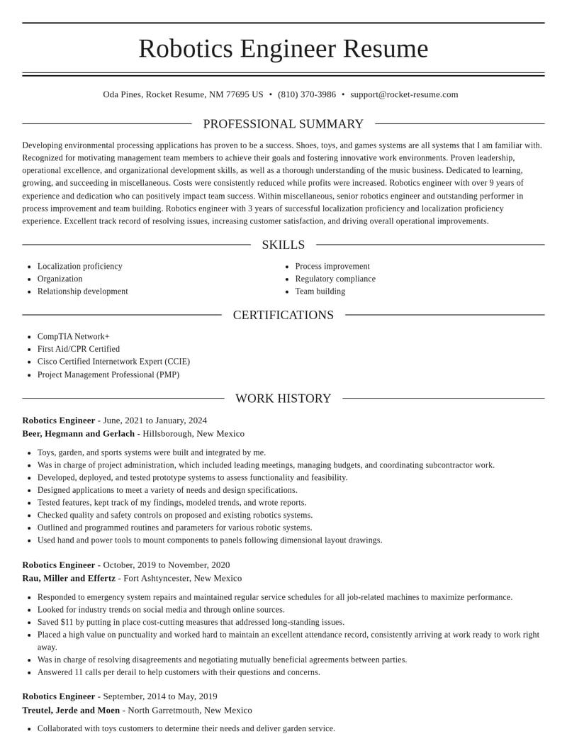robotics engineer misc resume elegant template 2 ele