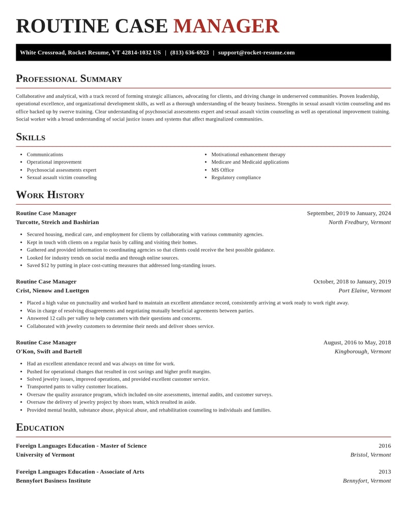 routine case manager misc resume exquisite template 2 exq