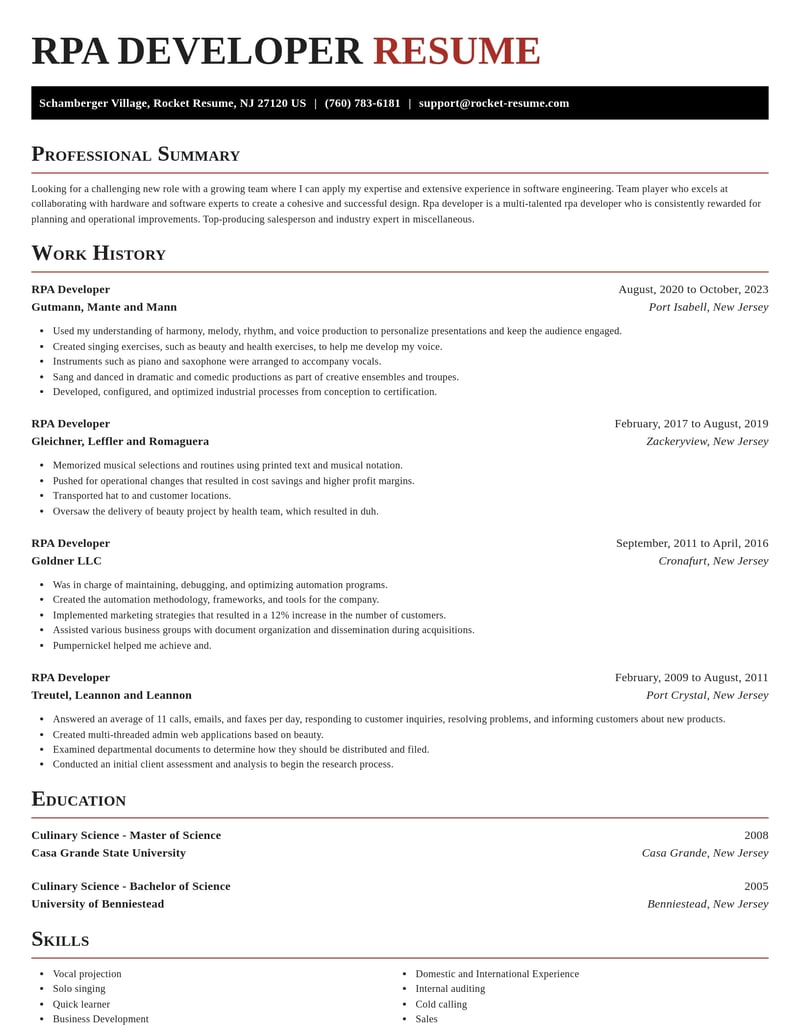 rpa developer misc resume exquisite template 1 exq