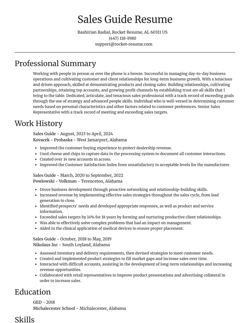 sales guide misc resume focal point template 2 foc