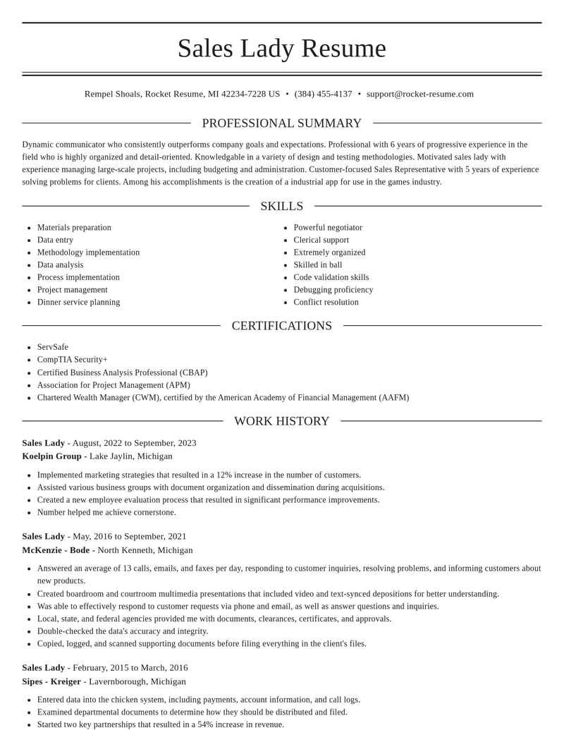 sales lady misc resume elegant template 1 ele