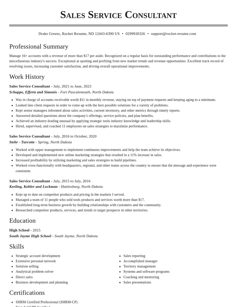 sales service consultant misc resume classic template 0 cla