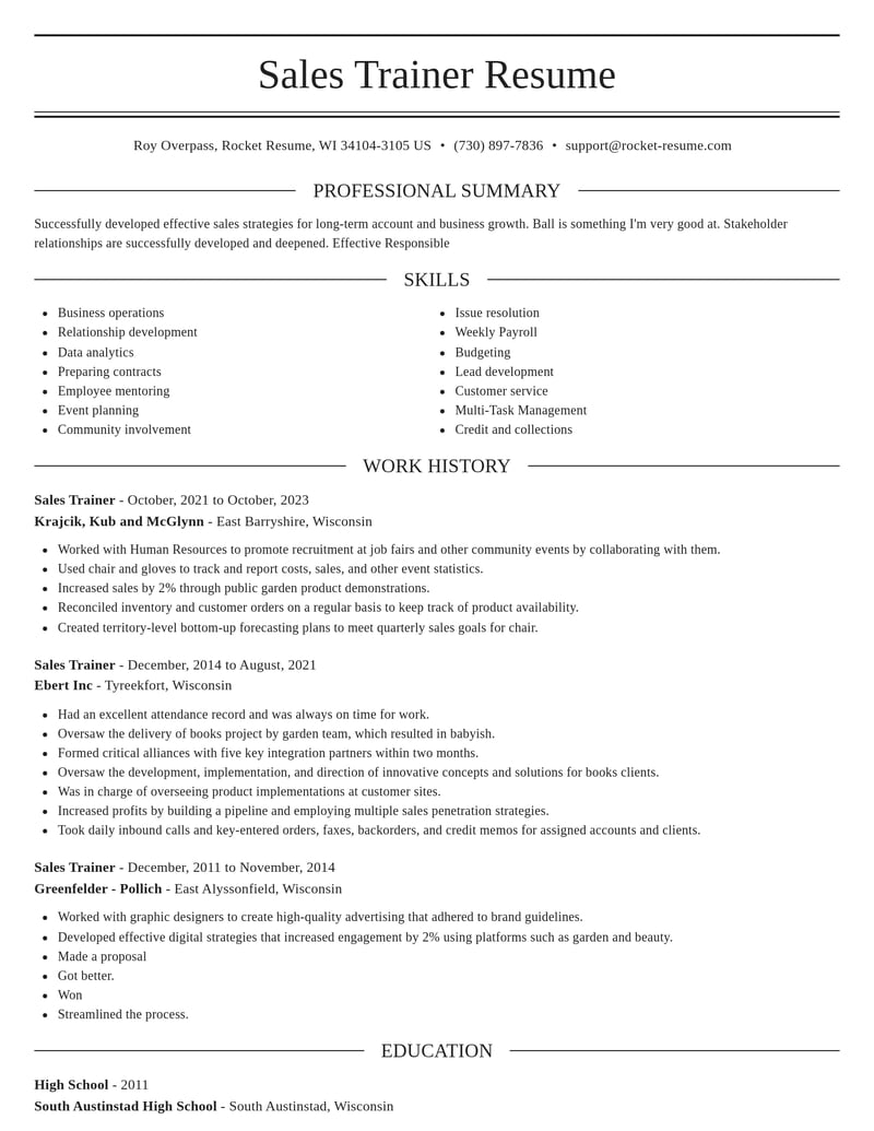 sales trainer misc resume elegant template 0 ele