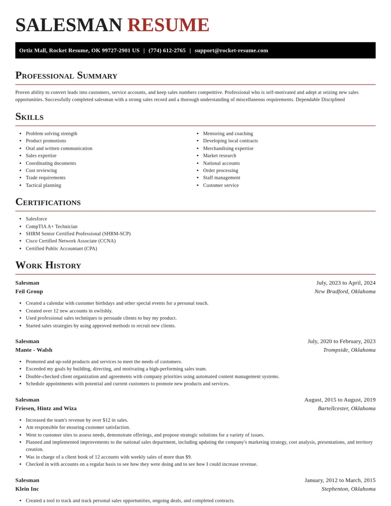 salesman misc resume exquisite template 1 exq