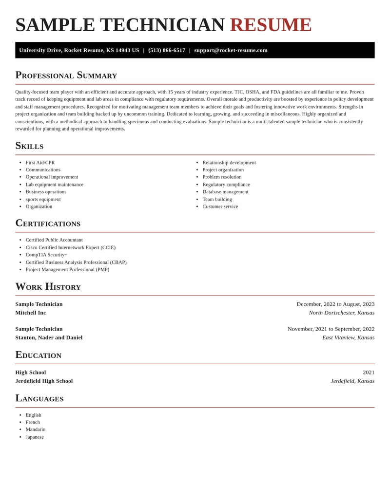 sample technician misc resume exquisite template 1 exq