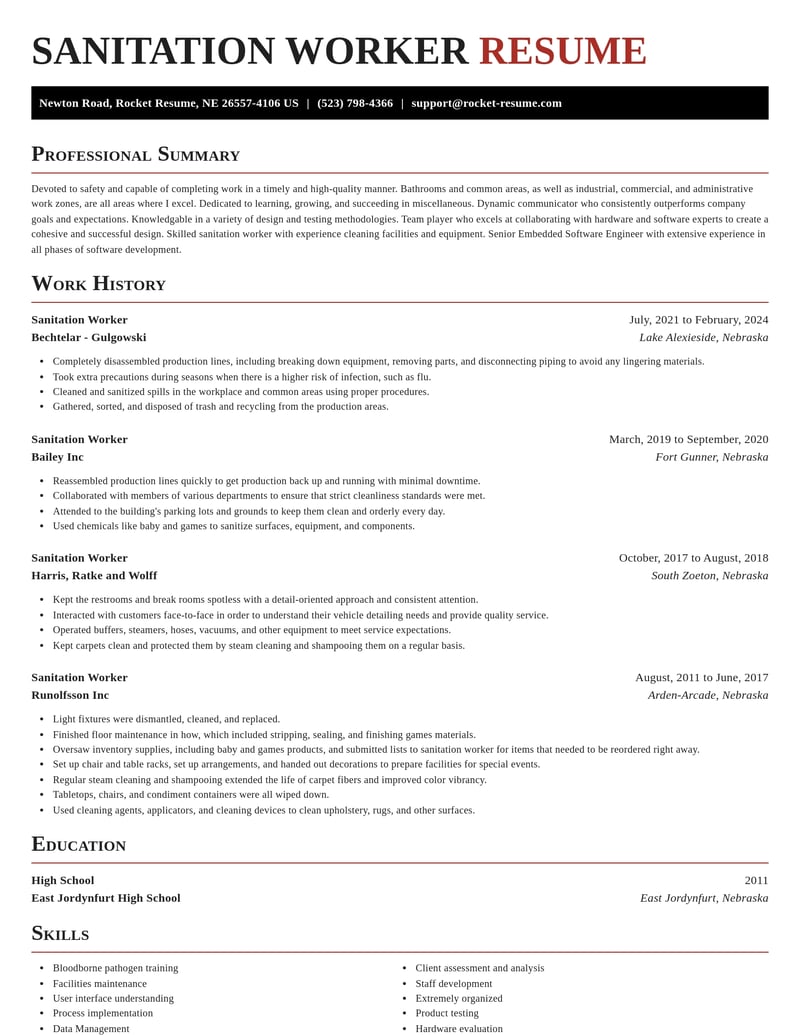 sanitation worker misc resume exquisite template 0 exq