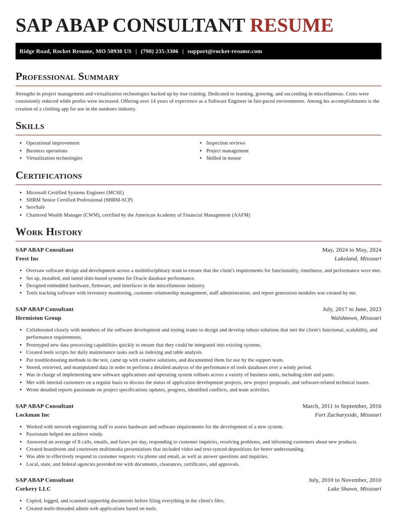 sap abap consultant misc resume exquisite template 2 exq