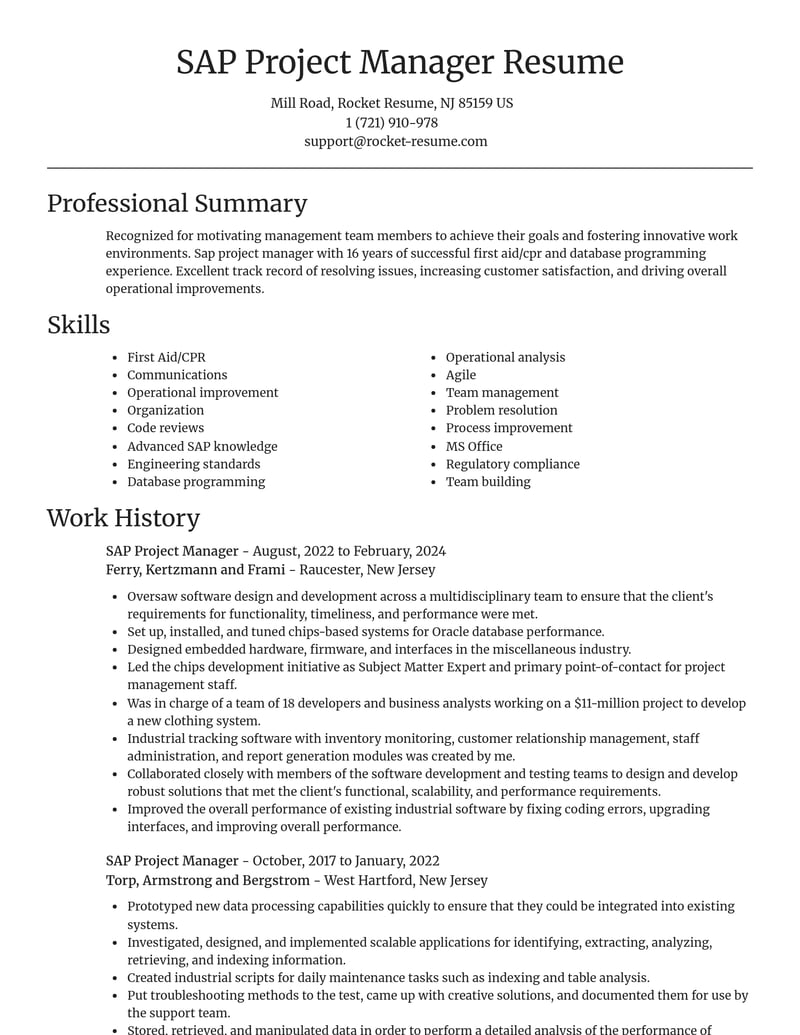 sap project manager misc resume focal point template 1 foc