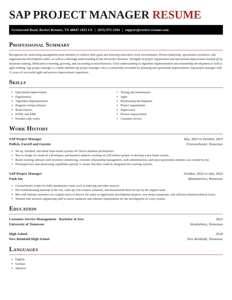 sap project manager misc resume exquisite template 2 exq