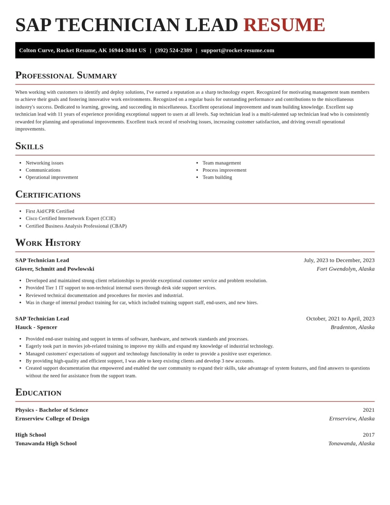 sap technician lead misc resume exquisite template 2 exq