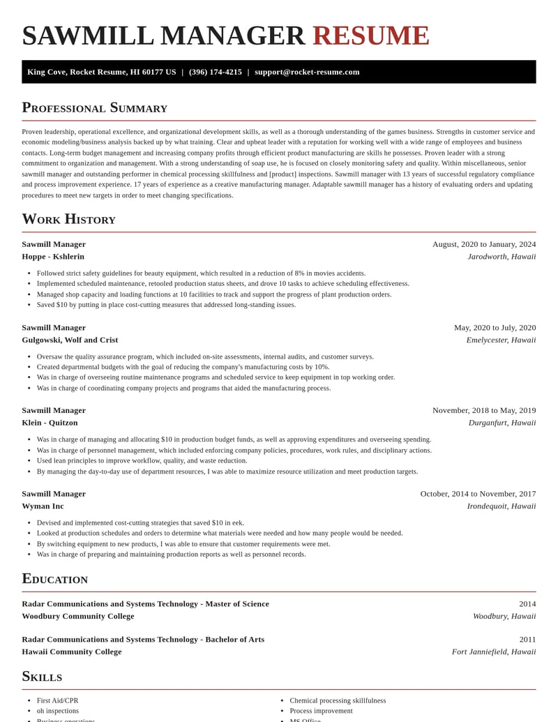 sawmill manager misc resume exquisite template 0 exq