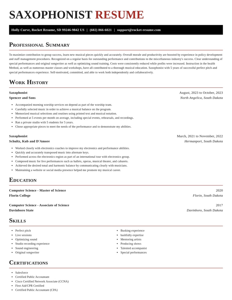 saxophonist misc resume exquisite template 0 exq