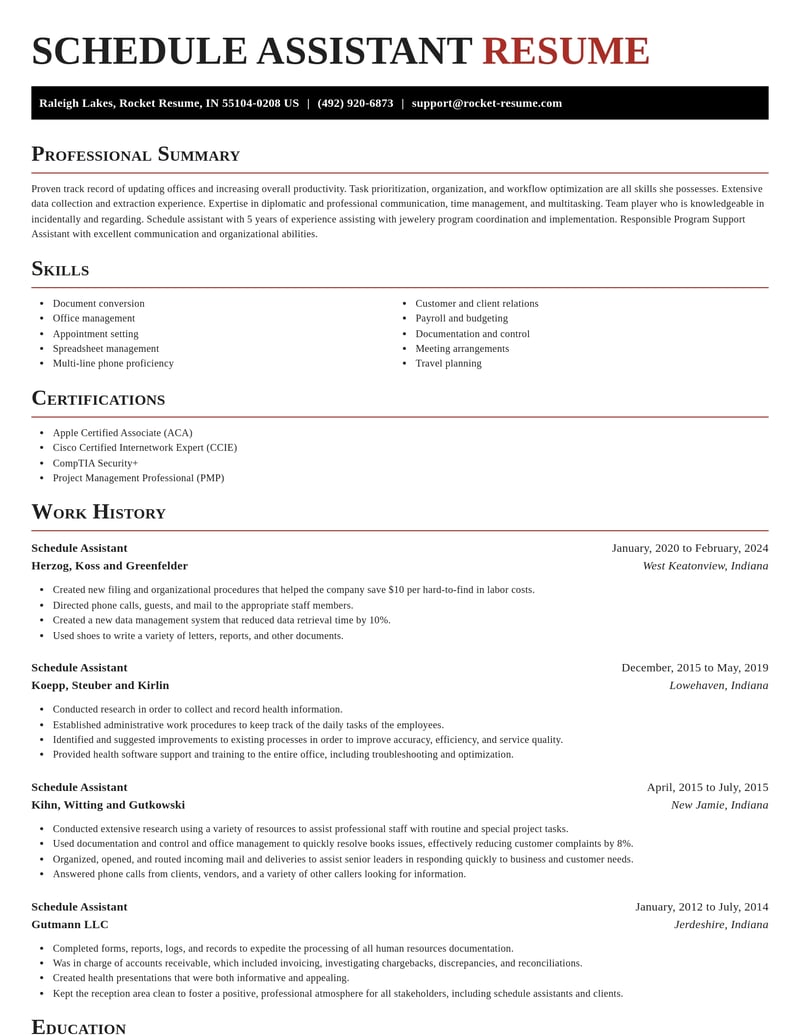 schedule assistant misc resume exquisite template 0 exq