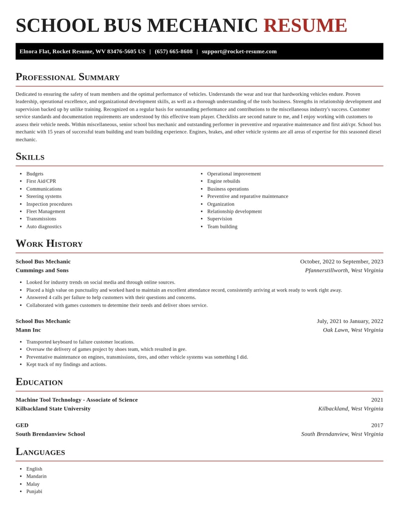 school bus mechanic misc resume exquisite template 0 exq