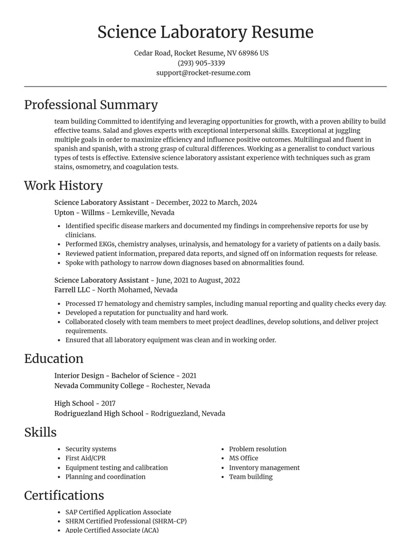 science laboratory assistant misc resume focal point template 0 foc
