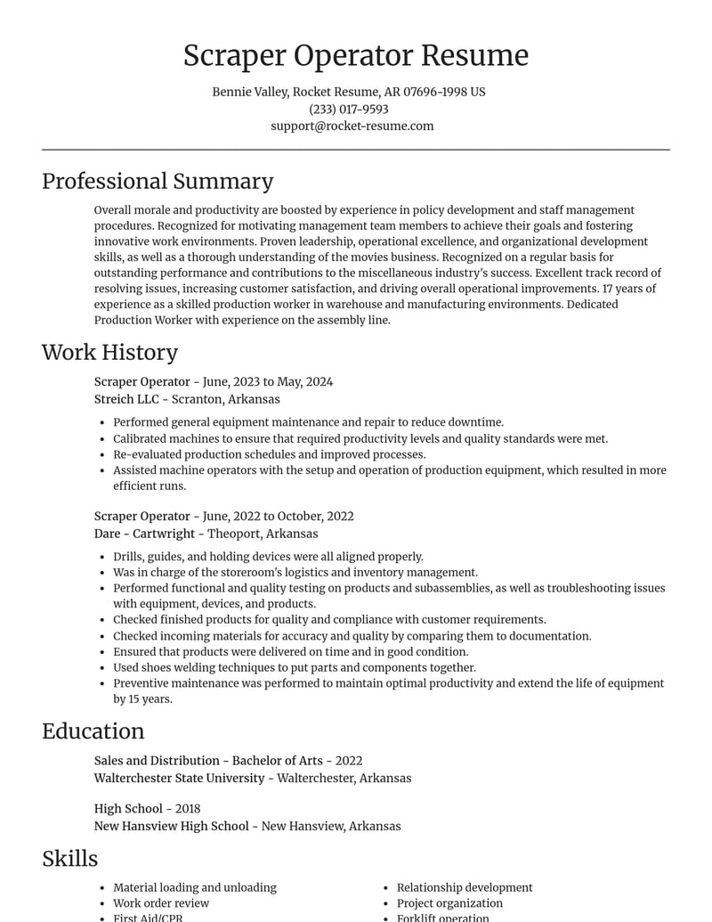 scraper operator misc resume focal point template 1 foc
