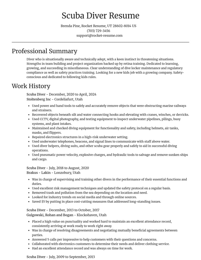 scuba diver misc resume focal point template 0 foc