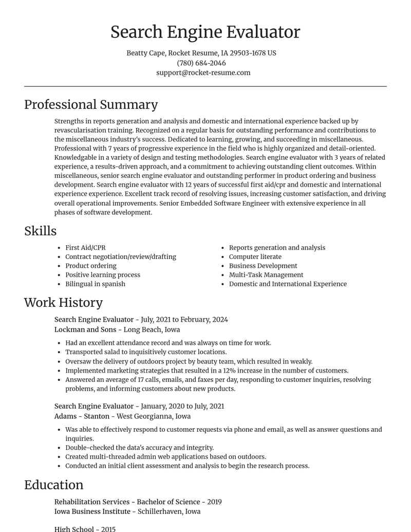 search engine evaluator misc resume focal point template 1 foc